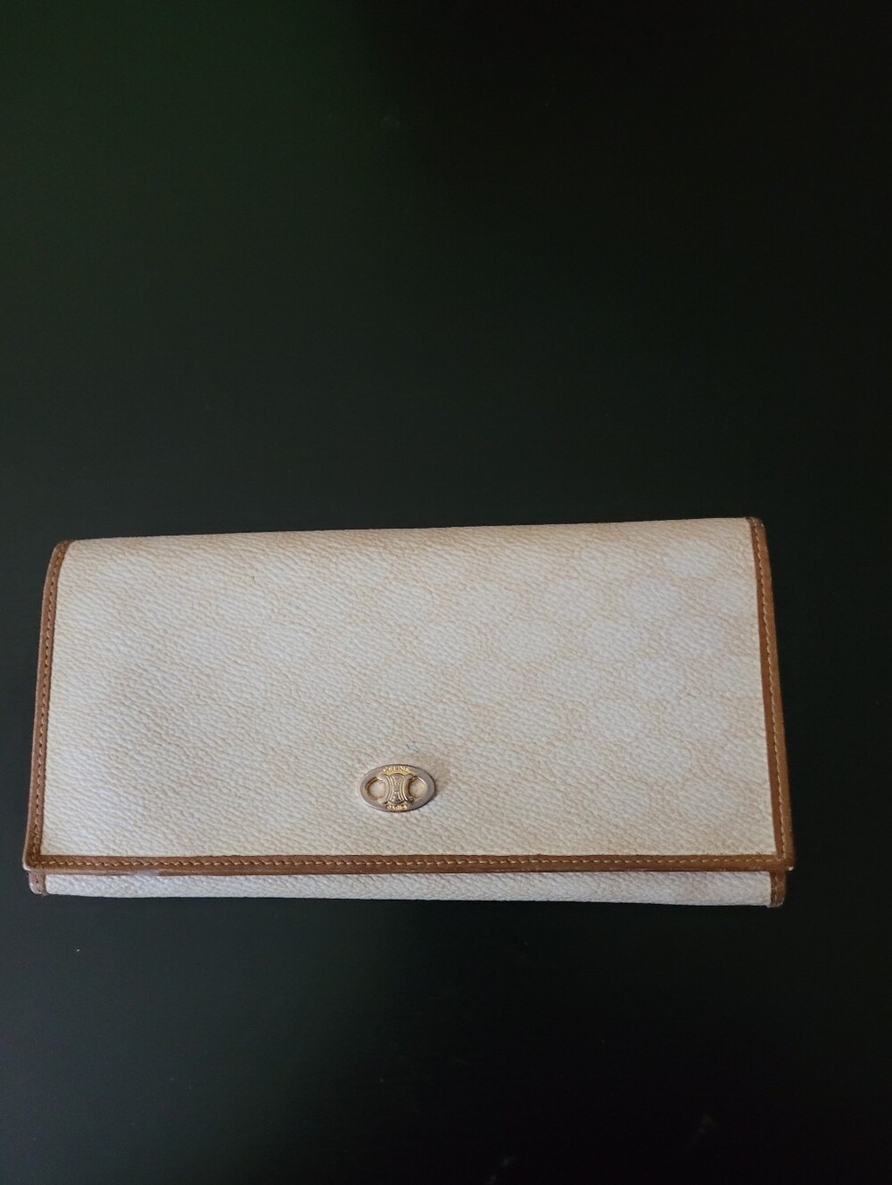 Celine Macadam Cream and Tan Women's Leather Wallet